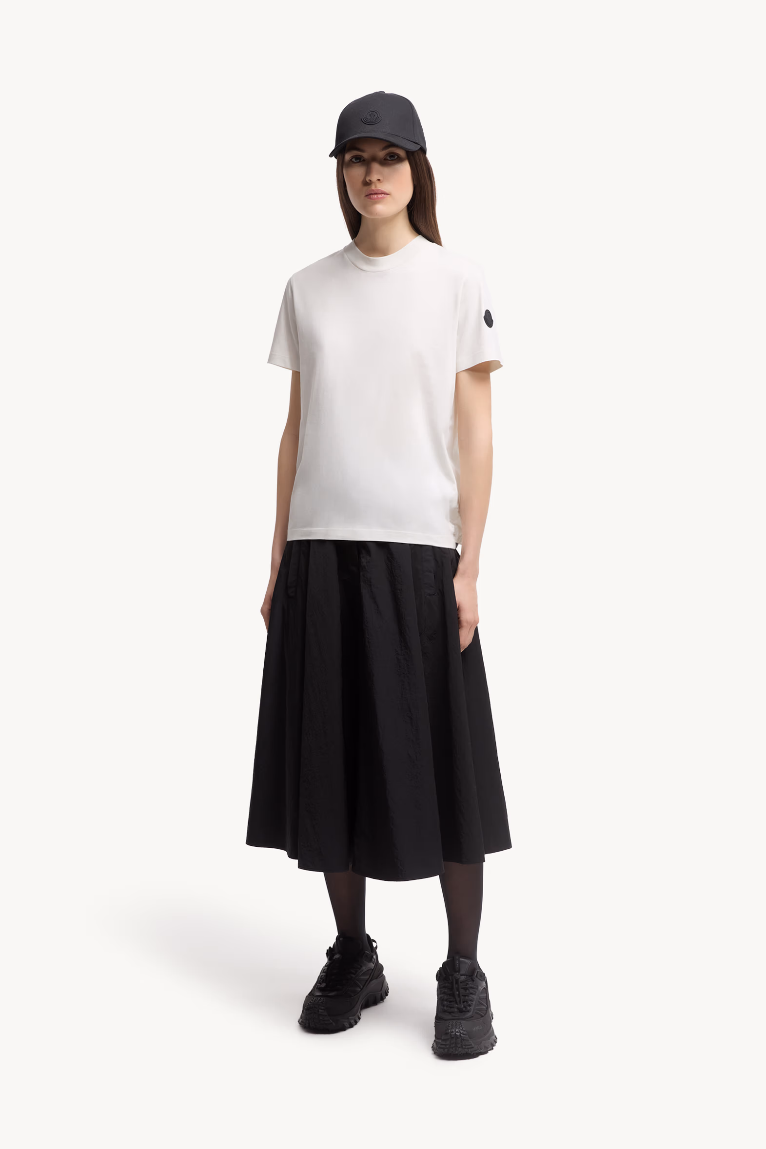 Pleated Back Cotton T-Shirt Women White Moncler 0